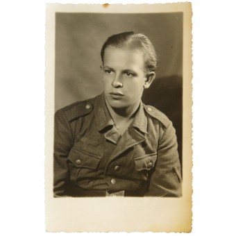Foto van de Wehrmacht Pioneer in de rang van Gefreiter in M41tunic. Espenlaub militaria
